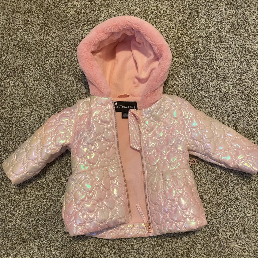 12 months girls Rothschild pink winter coat